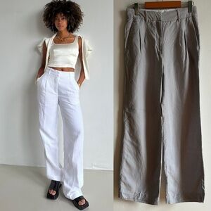 Aritzia Wilfred Sz 6 The Effortless Light Grey Linen Tencel Lyocel Pants